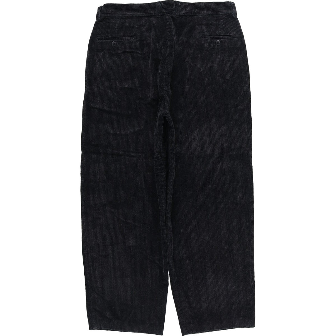 LANDS' END Two-pleat Corduroy Pants, Made in USA, Women's XXL (W34) cotton black type Vintage Second Hand