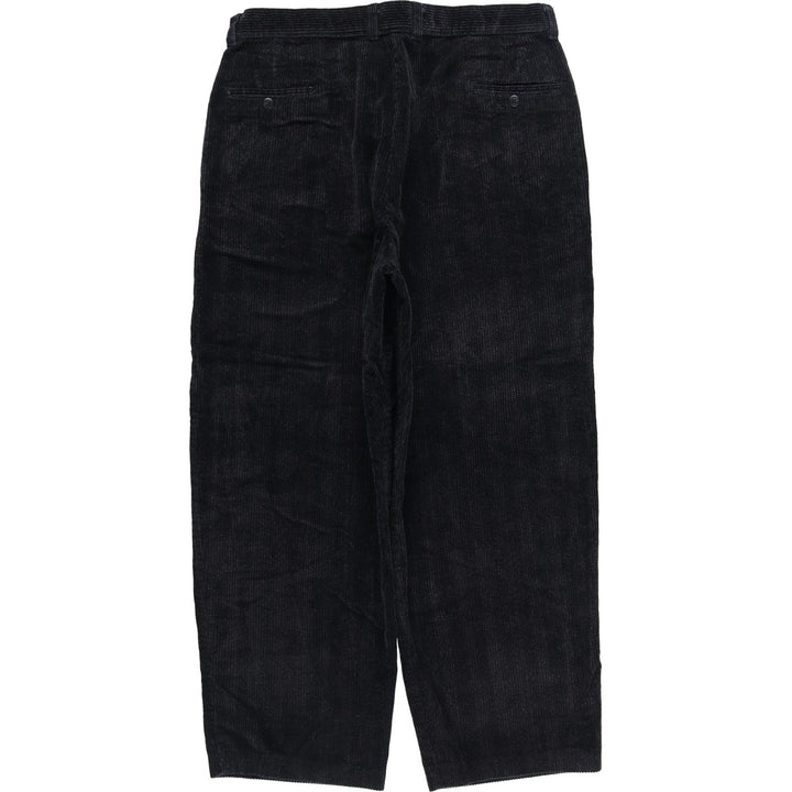 LANDS' END Two-pleat Corduroy Pants, Made in USA, Women's XXL (W34) cotton black type Vintage Second Hand