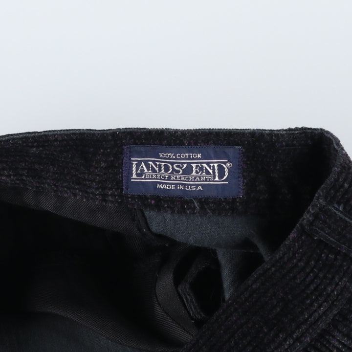 LANDS' END Two-pleat Corduroy Pants, Made in USA, Women's XXL (W34) cotton black type Vintage Second Hand