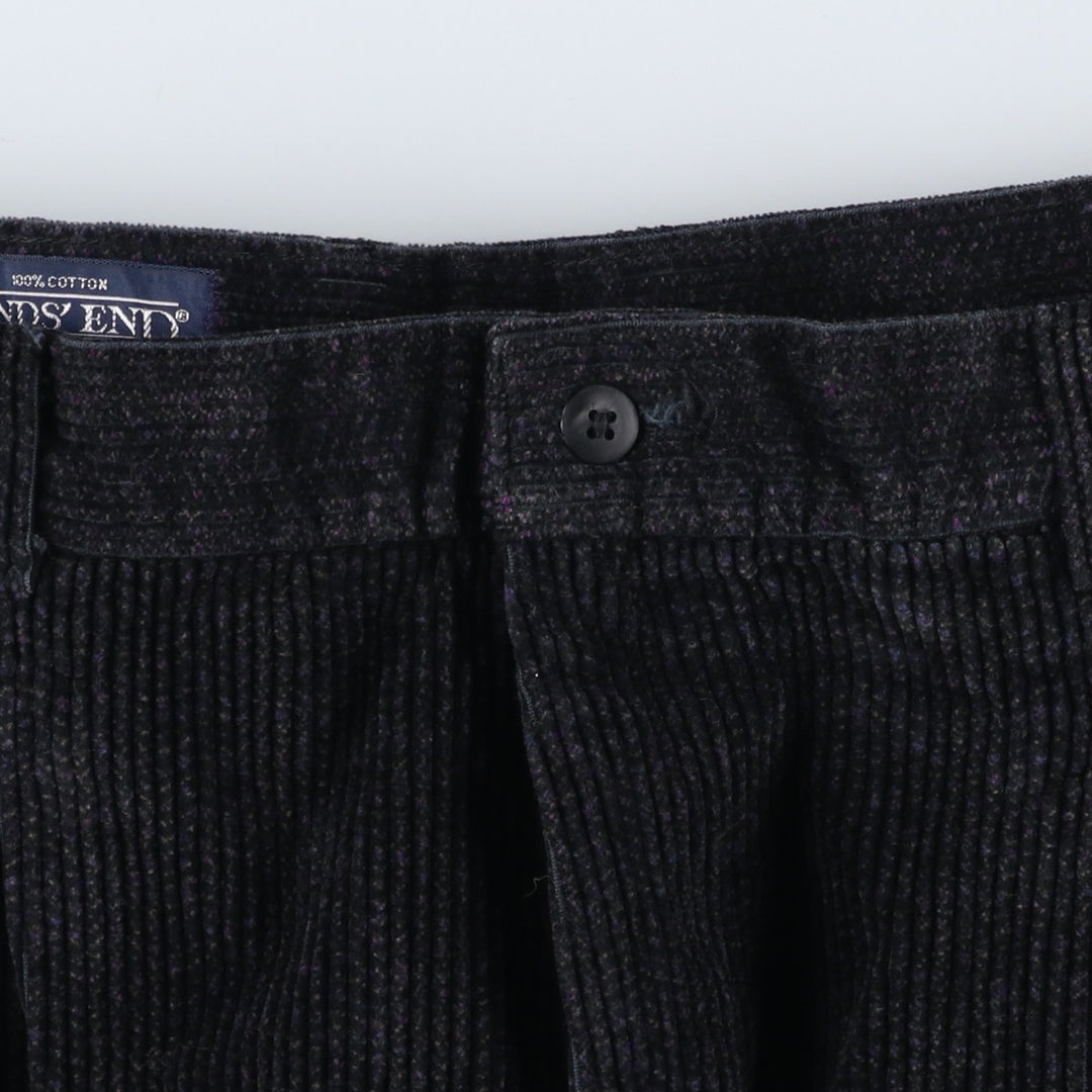 LANDS' END Two-pleat Corduroy Pants, Made in USA, Women's XXL (W34) cotton black type Vintage Second Hand