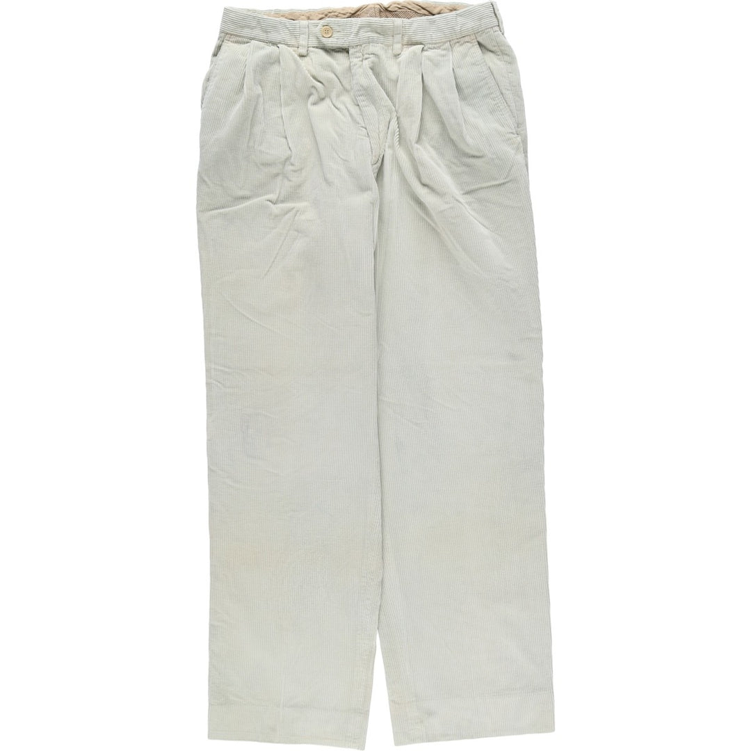 Vintage Santorelli two-pleat corduroy pants, made in Italy, men's size W33. cotton Khaki type beige Vintage Second Hand