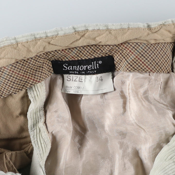 Vintage Santorelli two-pleat corduroy pants, made in Italy, men's size W33. cotton Khaki type beige Vintage Second Hand