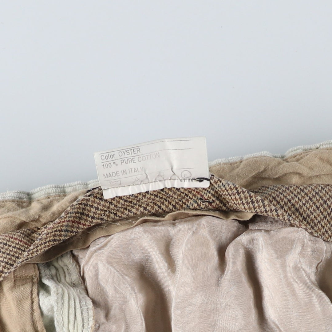 Vintage Santorelli two-pleat corduroy pants, made in Italy, men's size W33. cotton Khaki type beige Vintage Second Hand
