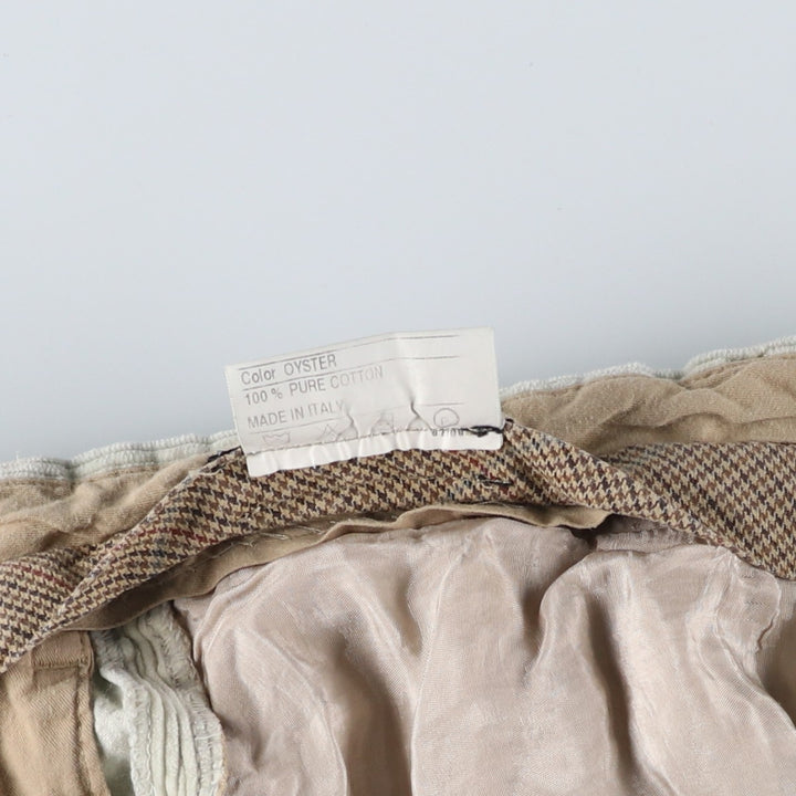 Vintage Santorelli two-pleat corduroy pants, made in Italy, men's size W33. cotton Khaki type beige Vintage Second Hand