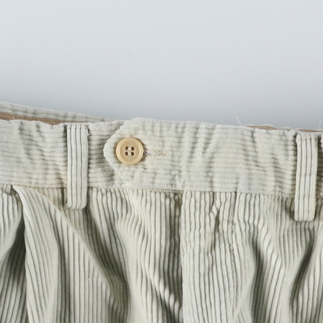 Vintage Santorelli two-pleat corduroy pants, made in Italy, men's size W33. cotton Khaki type beige Vintage Second Hand