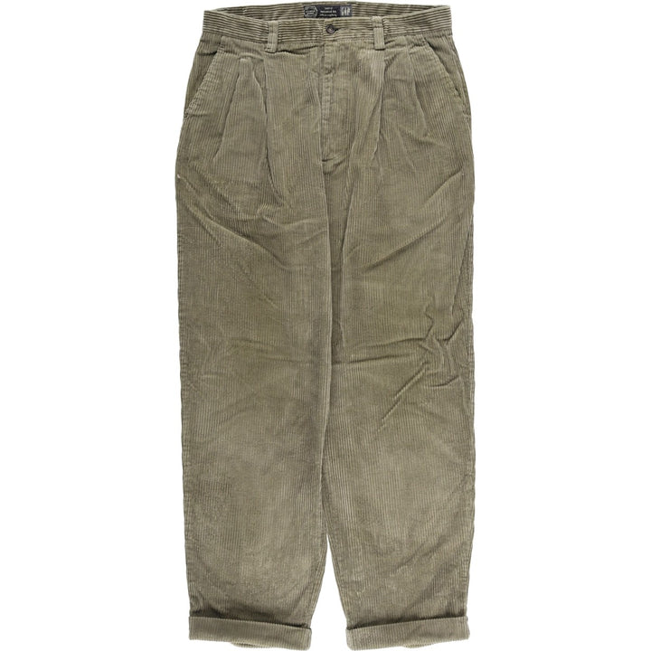 90'S GAP Relaxed Fit Old Gap Wide Rib Two-Pleated Corduroy Pants Men's Size W33 cotton Khaki type Vintage Second Hand