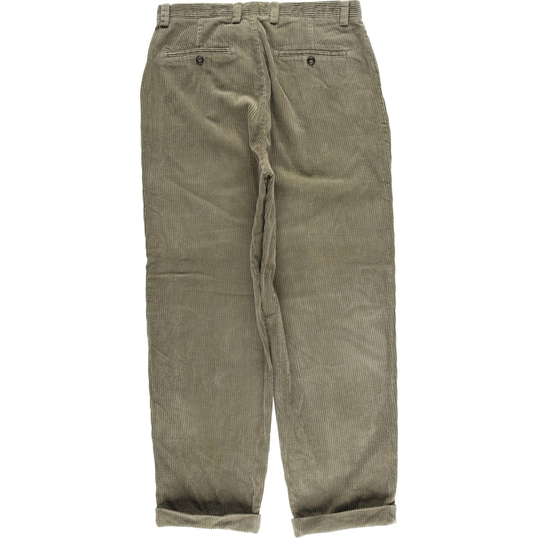 90'S GAP Relaxed Fit Old Gap Wide Rib Two-Pleated Corduroy Pants Men's Size W33 cotton Khaki type Vintage Second Hand