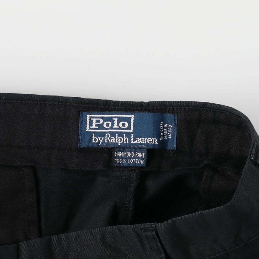 Ralph Lauren POLO by Ralph Lauren HAMMOND PANT, two-pleat chino pants, men's w35 equivalent cotton black type Vintage Second Hand