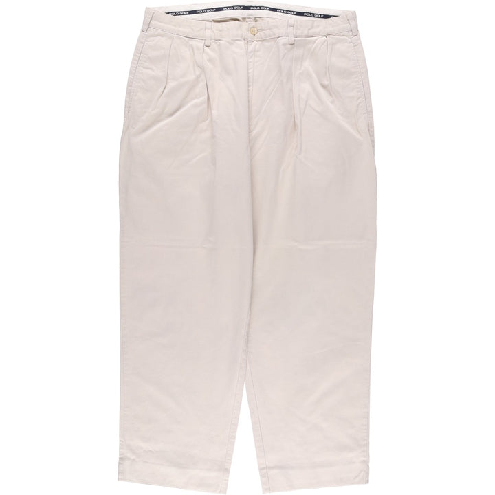 Ralph Lauren POLO GOLF Two-pleat Chino Pants, Made in USA, Men's, Size W37 cotton Beige type Vintage Second Hand