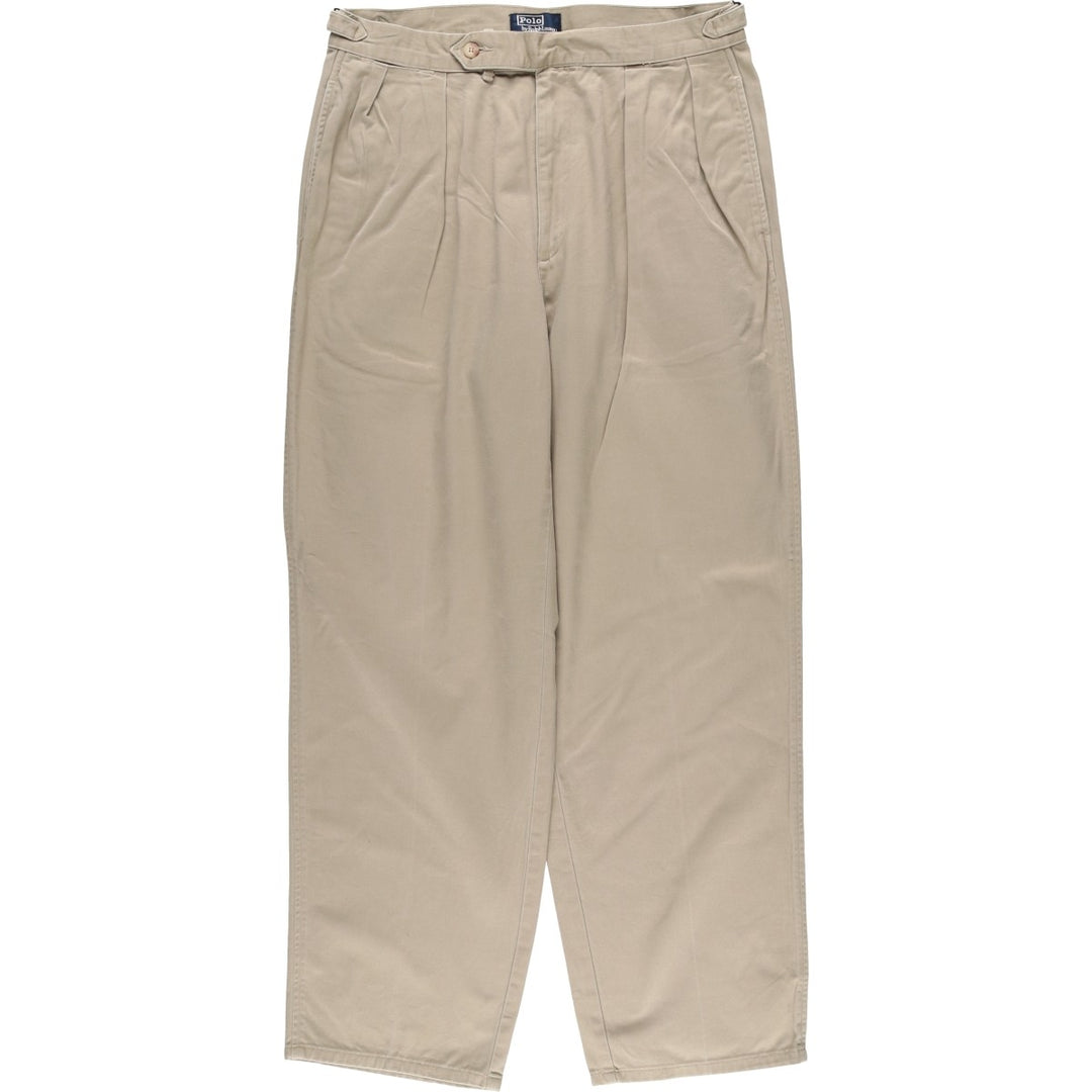 Vintage 90'S Ralph Lauren POLO GOLF two-pleat chino pants, made in the USA, men's size W32. cotton Beige type Vintage Second Hand