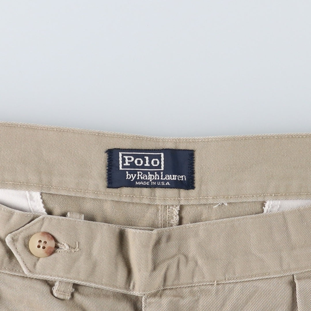 Vintage 90'S Ralph Lauren POLO GOLF two-pleat chino pants, made in the USA, men's size W32. cotton Beige type Vintage Second Hand