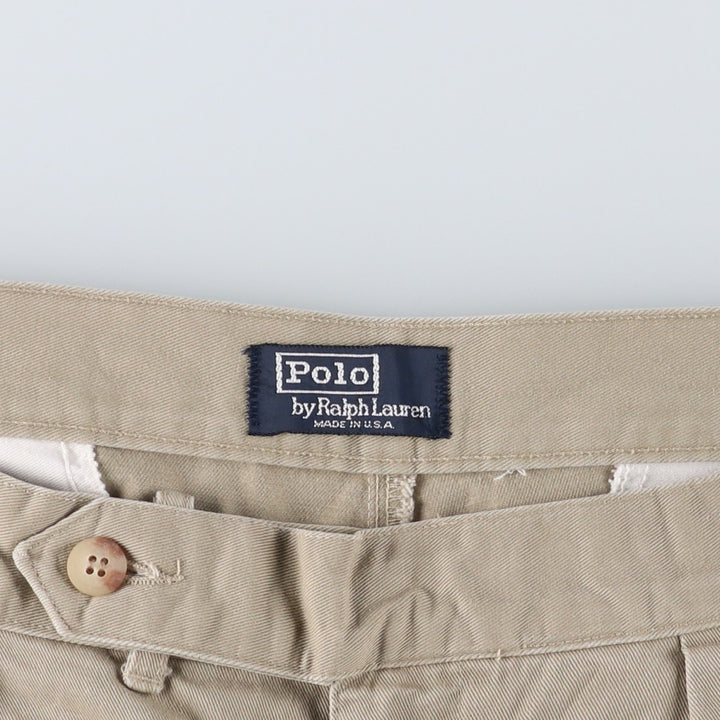 Vintage 90'S Ralph Lauren POLO GOLF two-pleat chino pants, made in the USA, men's size W32. cotton Beige type Vintage Second Hand