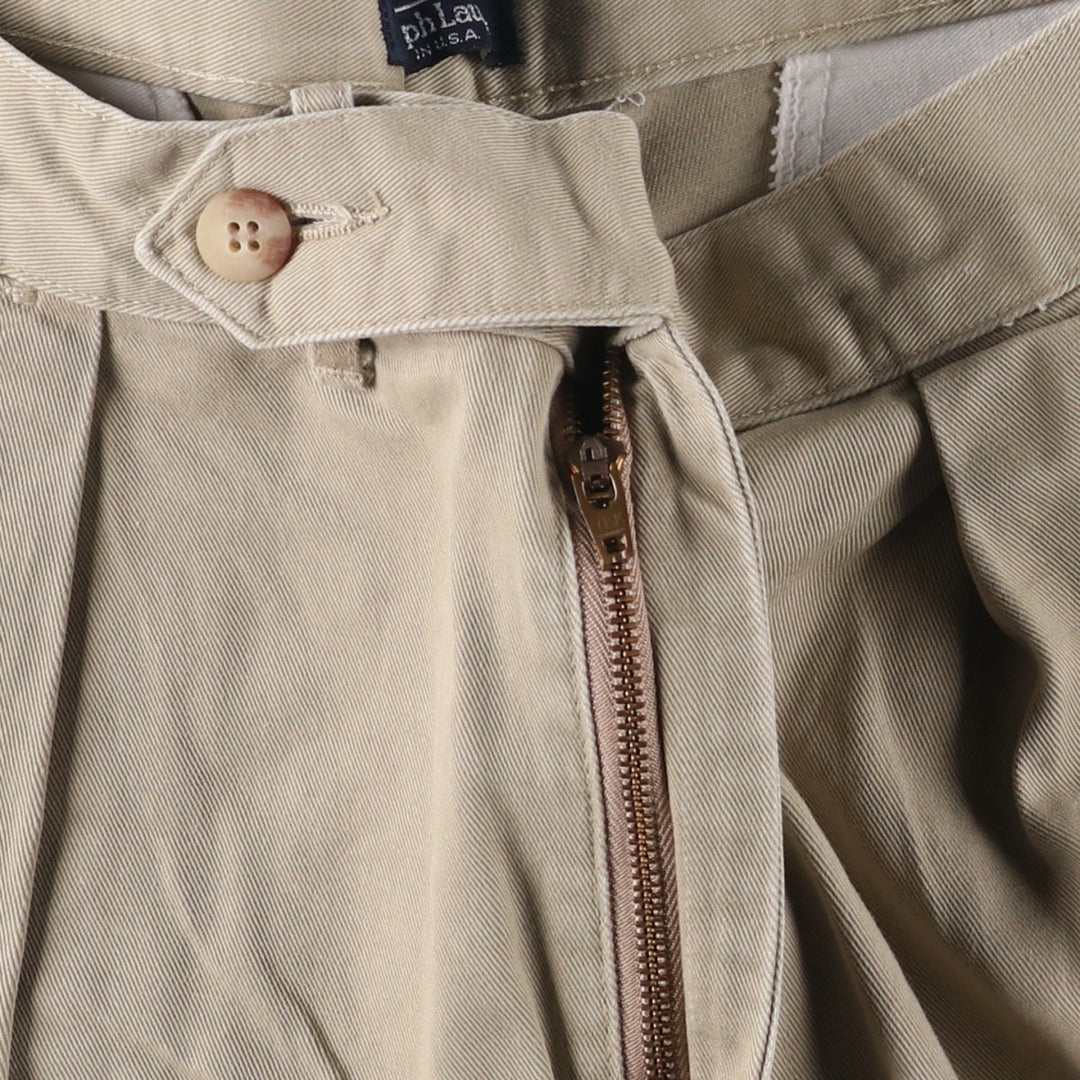 Vintage 90'S Ralph Lauren POLO GOLF two-pleat chino pants, made in the USA, men's size W32. cotton Beige type Vintage Second Hand