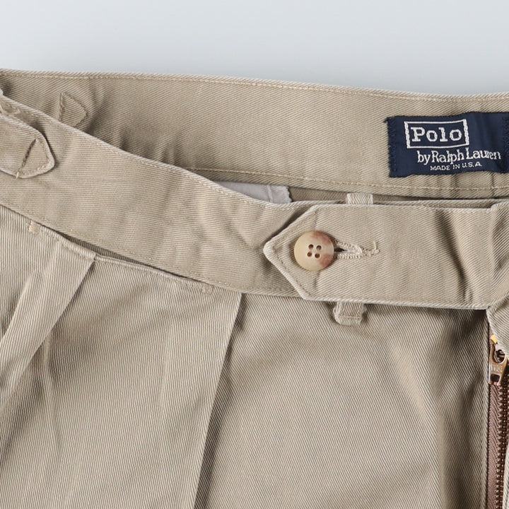 Vintage 90'S Ralph Lauren POLO GOLF two-pleat chino pants, made in the USA, men's size W32. cotton Beige type Vintage Second Hand