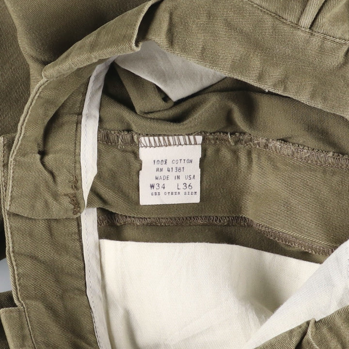90'S Ralph Lauren POLO by Ralph Lauren Two-pleat Chino Pants Made in USA Men's W33 Vintage cotton Khaki type sage green Vintage Second Hand