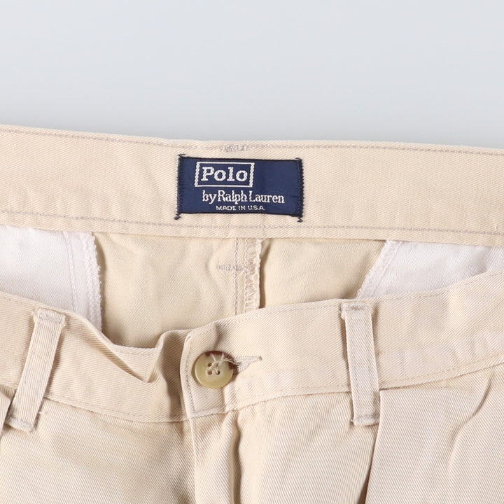 Vintage 90'S Ralph Lauren POLO by Ralph Lauren two-pleat chino pants, made in the USA, men's size W31. cotton Beige type Vintage Second Hand