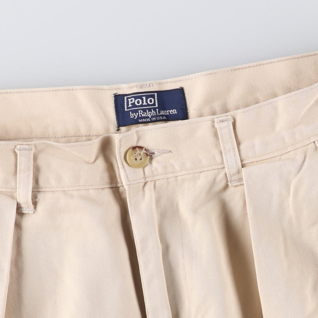 Vintage 90'S Ralph Lauren POLO by Ralph Lauren two-pleat chino pants, made in the USA, men's size W31. cotton Beige type Vintage Second Hand