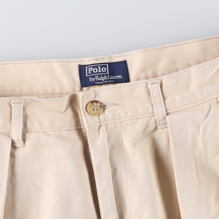 Vintage 90'S Ralph Lauren POLO by Ralph Lauren two-pleat chino pants, made in the USA, men's size W31. cotton Beige type Vintage Second Hand