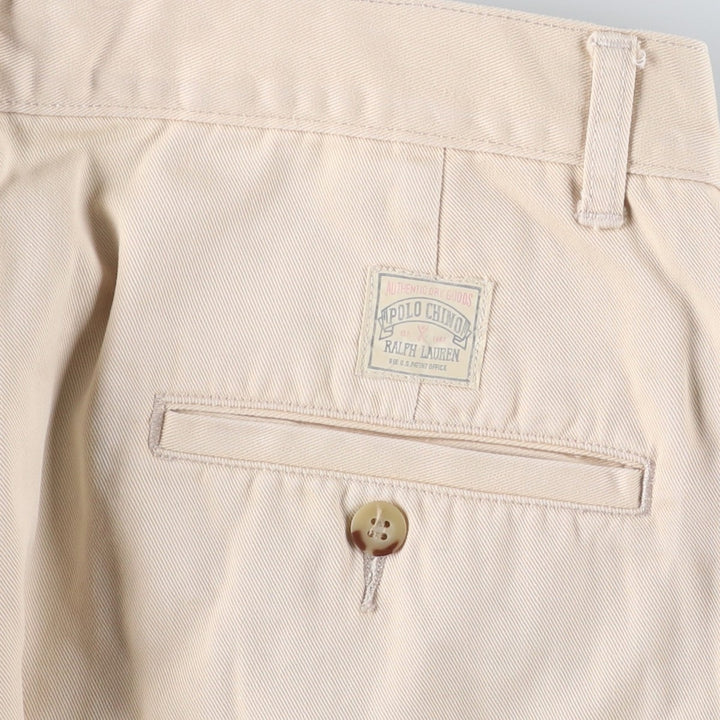 Vintage 90'S Ralph Lauren POLO by Ralph Lauren two-pleat chino pants, made in the USA, men's size W31. cotton Beige type Vintage Second Hand