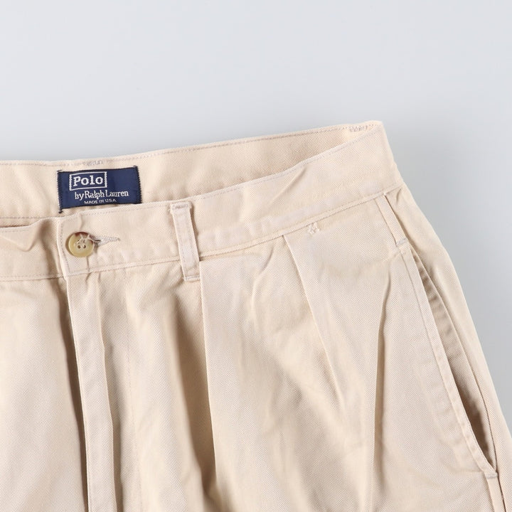 Vintage 90'S Ralph Lauren POLO by Ralph Lauren two-pleat chino pants, made in the USA, men's size W31. cotton Beige type Vintage Second Hand