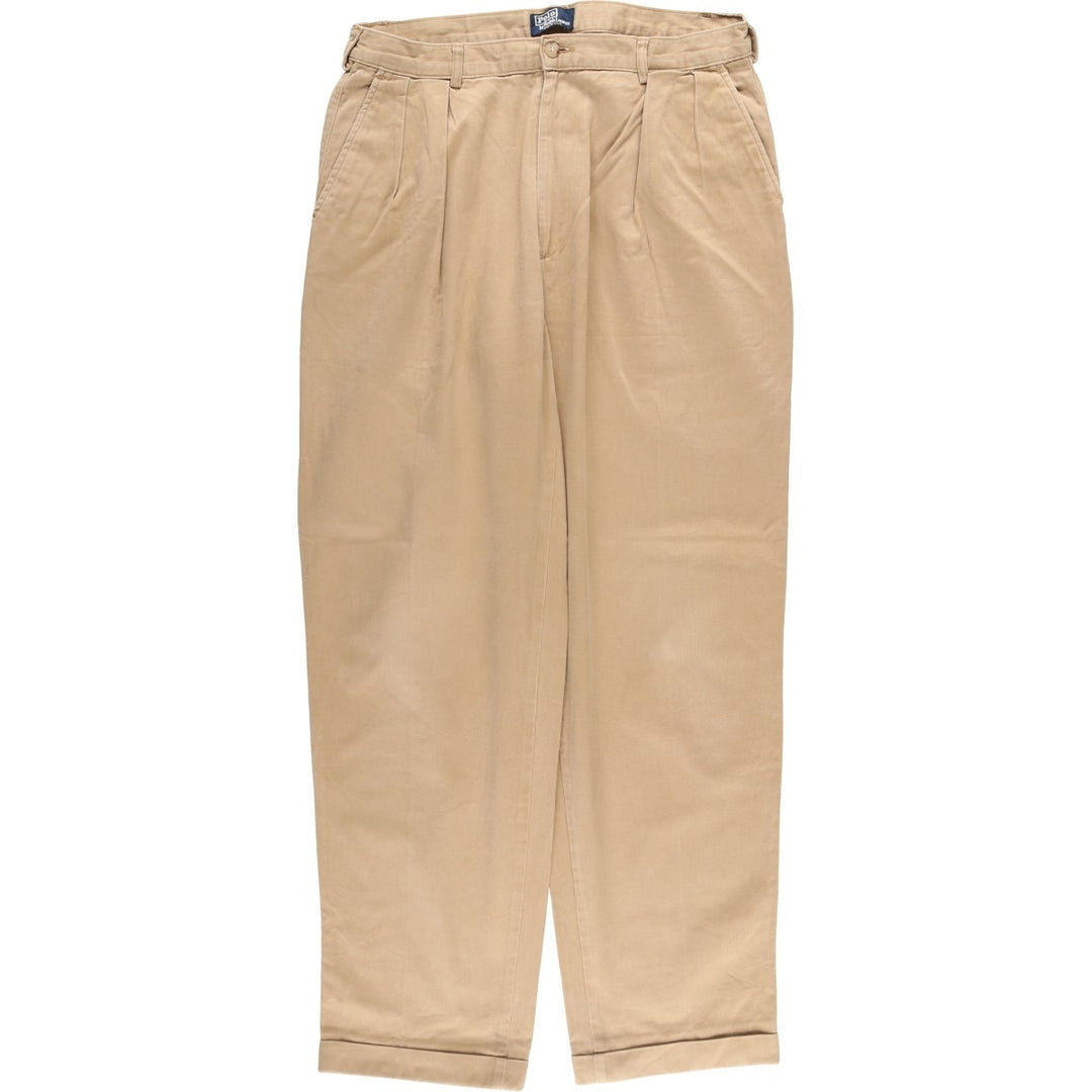 90'S Ralph Lauren POLO by Ralph Lauren Two-pleat Chino Pants Made in USA Men's W34 Vintage unclear Beige type Vintage Second Hand