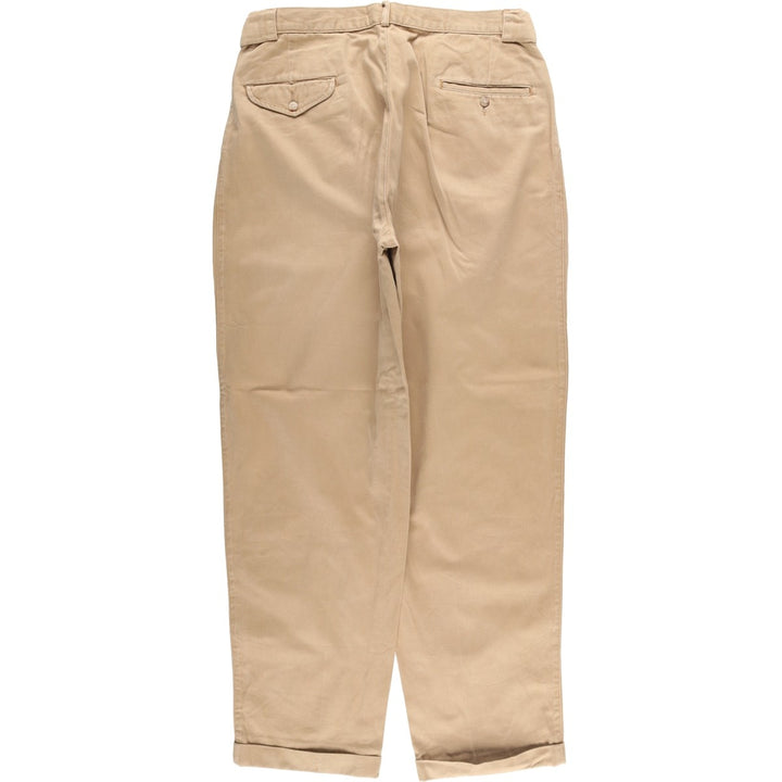 90'S Ralph Lauren POLO by Ralph Lauren Two-pleat Chino Pants Made in USA Men's W34 Vintage unclear Beige type Vintage Second Hand