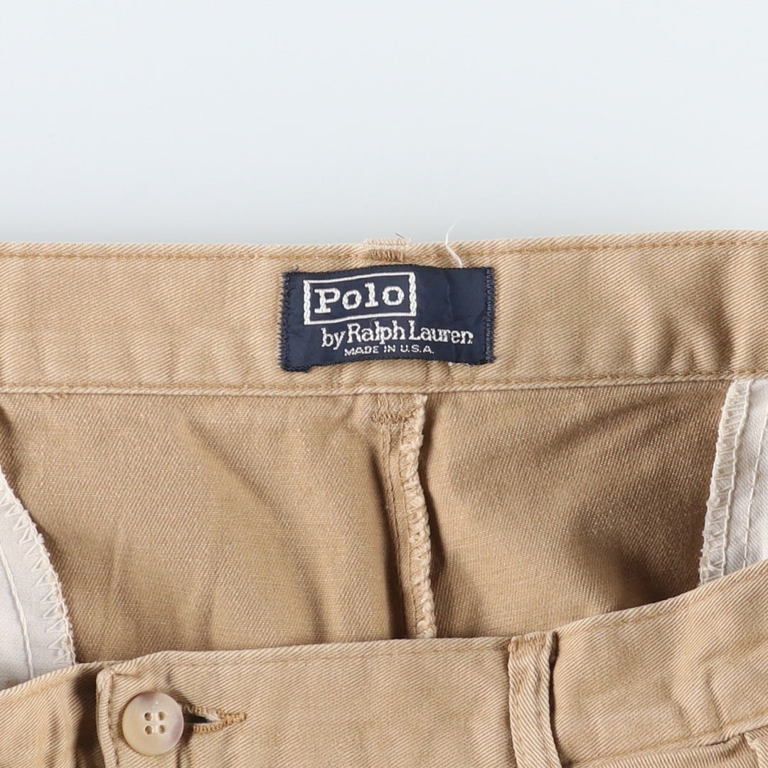 90'S Ralph Lauren POLO by Ralph Lauren Two-pleat Chino Pants Made in USA Men's W34 Vintage unclear Beige type Vintage Second Hand