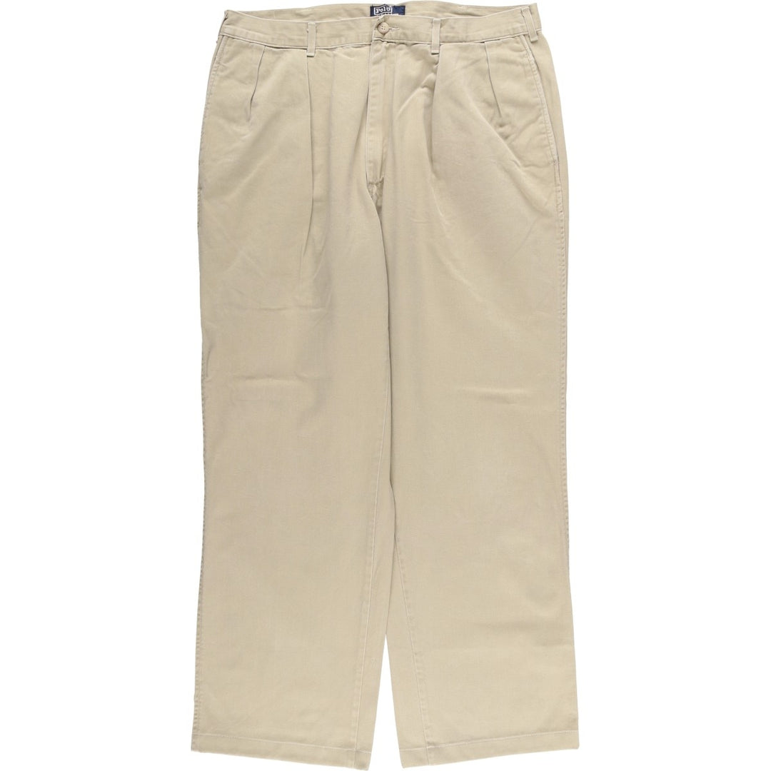90'S Ralph Lauren POLO by Ralph Lauren Two-pleat Chino Pants Made in USA Men's W35 Vintage cotton Beige type Vintage Second Hand