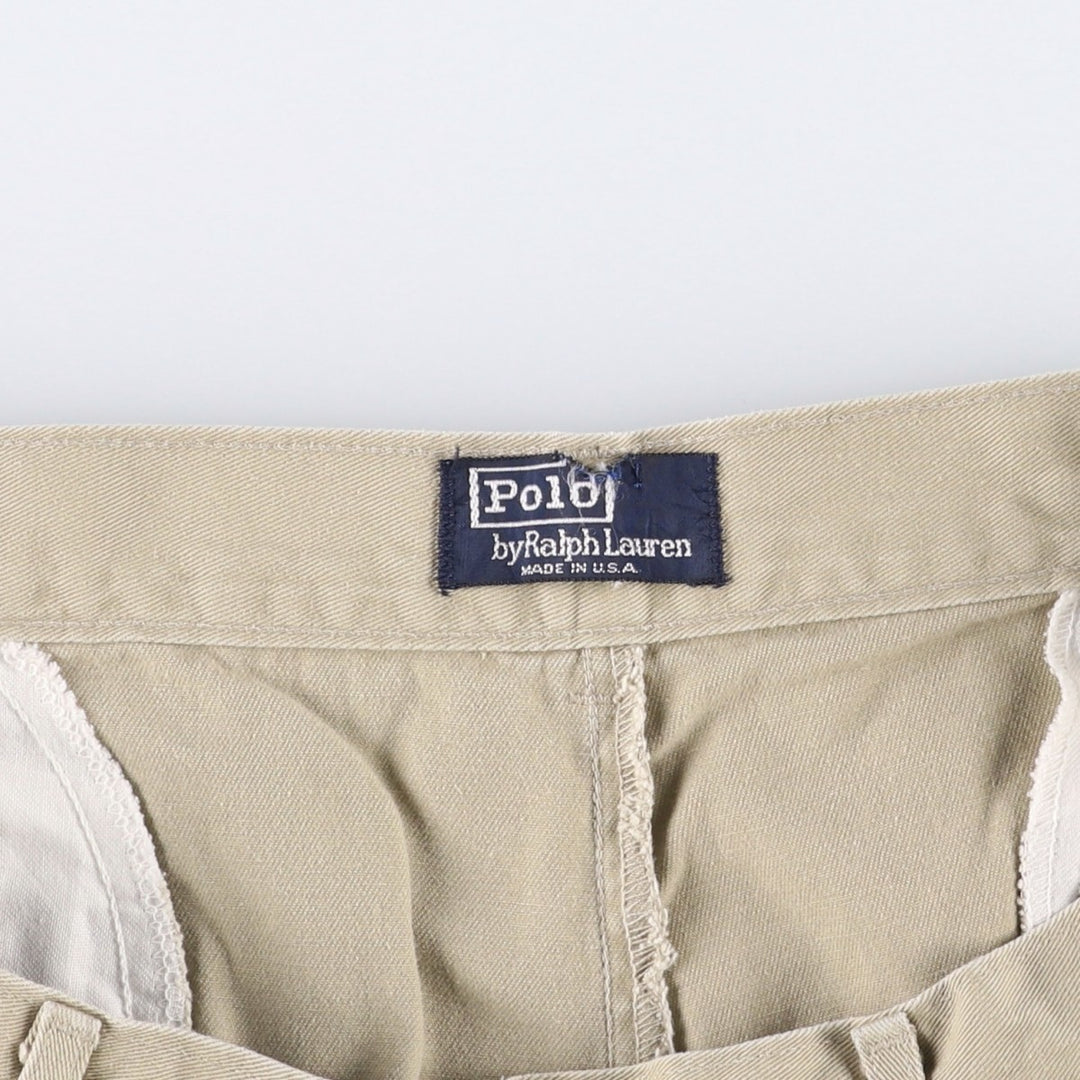 90'S Ralph Lauren POLO by Ralph Lauren Two-pleat Chino Pants Made in USA Men's W35 Vintage cotton Beige type Vintage Second Hand