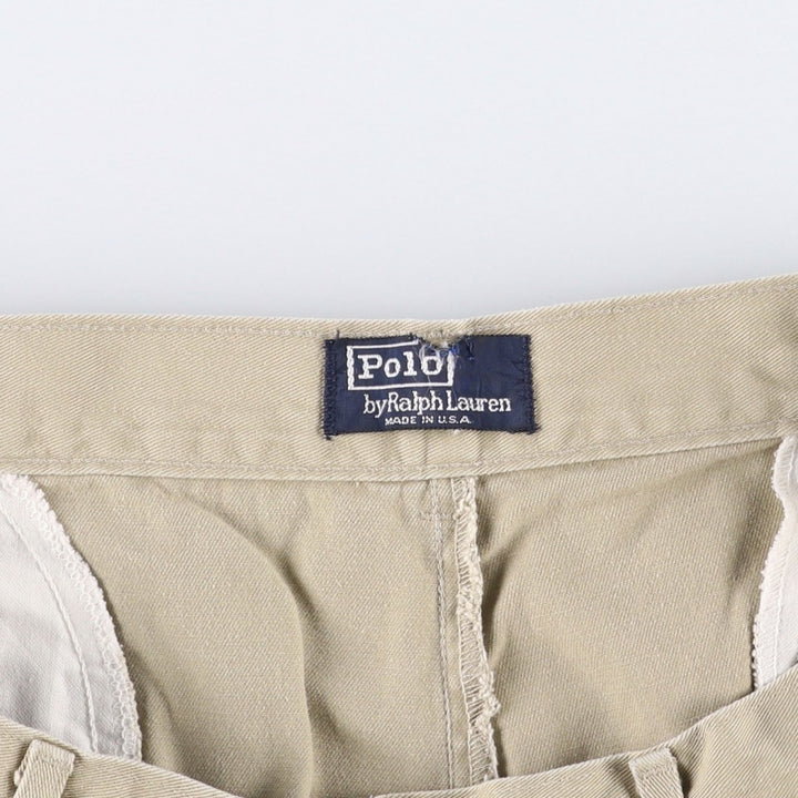 90'S Ralph Lauren POLO by Ralph Lauren Two-pleat Chino Pants Made in USA Men's W35 Vintage cotton Beige type Vintage Second Hand