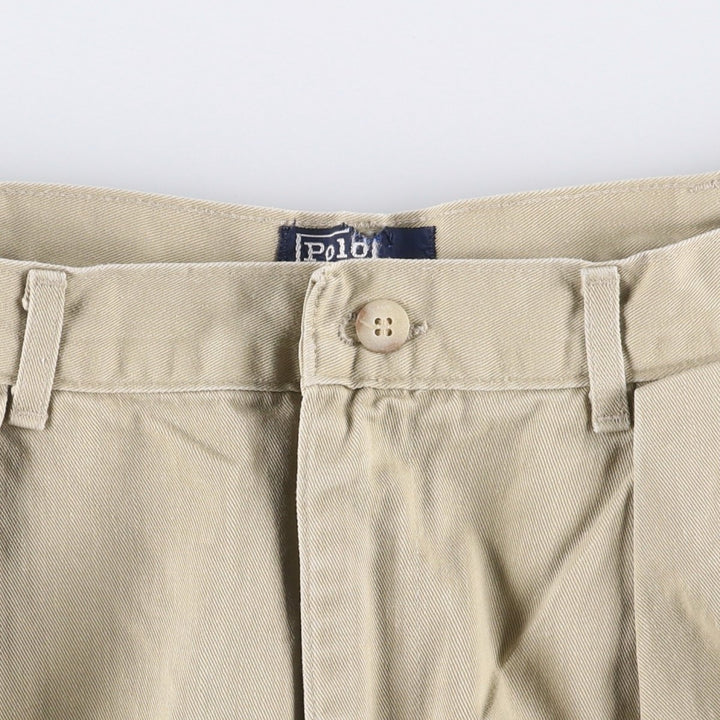 90'S Ralph Lauren POLO by Ralph Lauren Two-pleat Chino Pants Made in USA Men's W35 Vintage cotton Beige type Vintage Second Hand