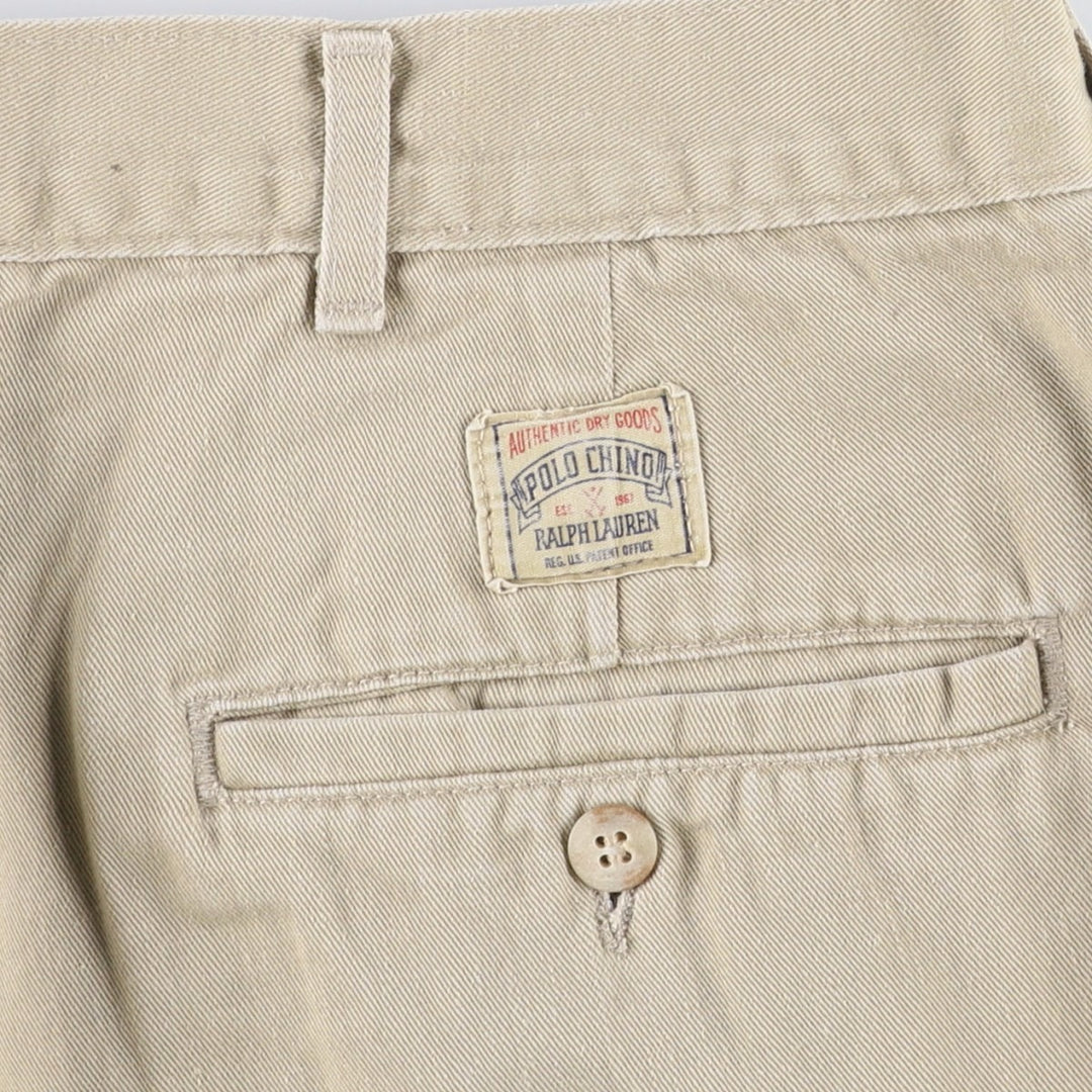 90'S Ralph Lauren POLO by Ralph Lauren Two-pleat Chino Pants Made in USA Men's W35 Vintage cotton Beige type Vintage Second Hand