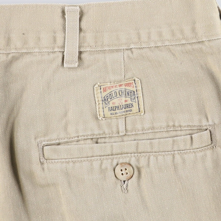 90'S Ralph Lauren POLO by Ralph Lauren Two-pleat Chino Pants Made in USA Men's W35 Vintage cotton Beige type Vintage Second Hand