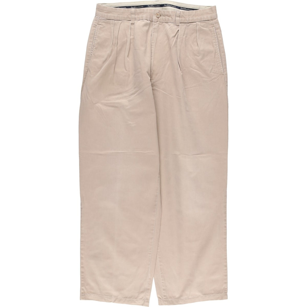 Vintage 90'S Ralph Lauren Polo Ralph Lauren two-pleat chino pants, made in the USA, men's size W32. cotton Beige type Vintage Second Hand