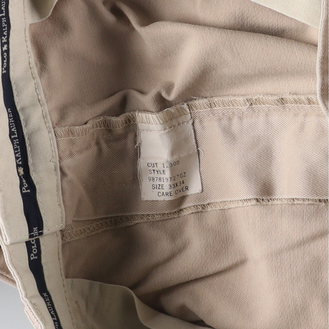 Vintage 90'S Ralph Lauren Polo Ralph Lauren two-pleat chino pants, made in the USA, men's size W32. cotton Beige type Vintage Second Hand