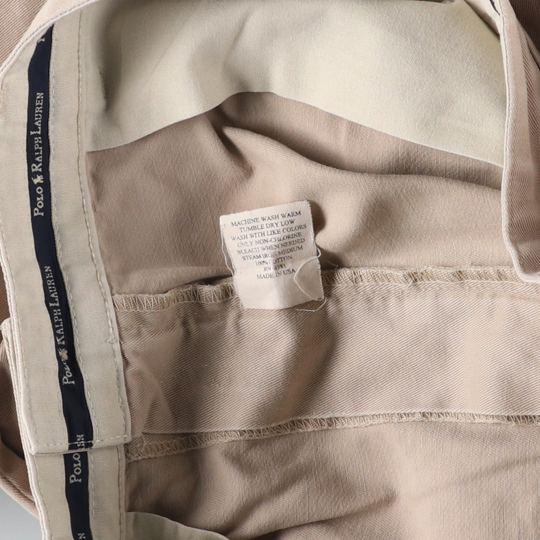 Vintage 90'S Ralph Lauren Polo Ralph Lauren two-pleat chino pants, made in the USA, men's size W32. cotton Beige type Vintage Second Hand