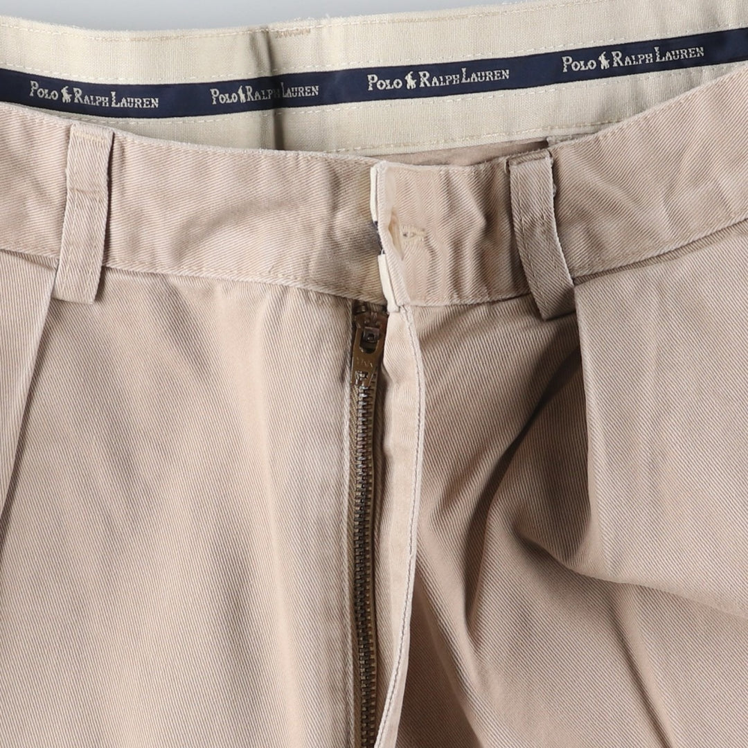 Vintage 90'S Ralph Lauren Polo Ralph Lauren two-pleat chino pants, made in the USA, men's size W32. cotton Beige type Vintage Second Hand