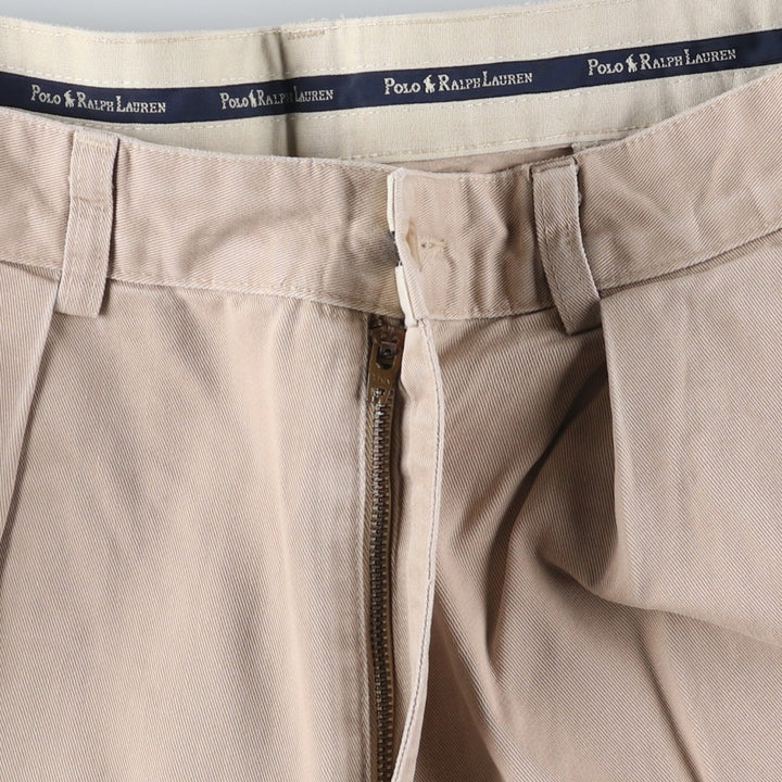 Vintage 90'S Ralph Lauren Polo Ralph Lauren two-pleat chino pants, made in the USA, men's size W32. cotton Beige type Vintage Second Hand