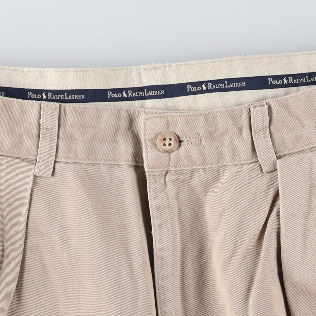 Vintage 90'S Ralph Lauren Polo Ralph Lauren two-pleat chino pants, made in the USA, men's size W32. cotton Beige type Vintage Second Hand