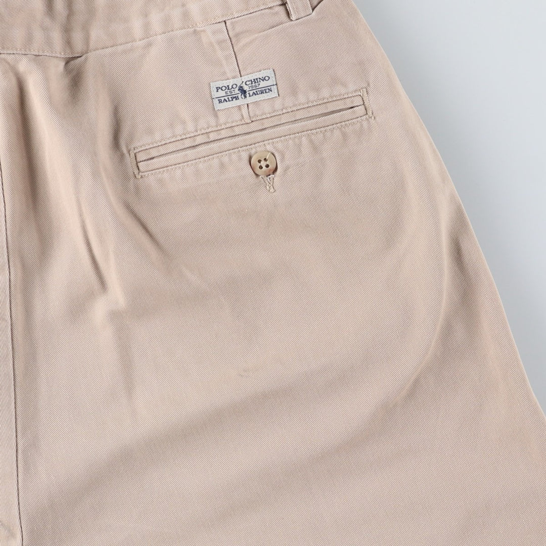 Vintage 90'S Ralph Lauren Polo Ralph Lauren two-pleat chino pants, made in the USA, men's size W32. cotton Beige type Vintage Second Hand
