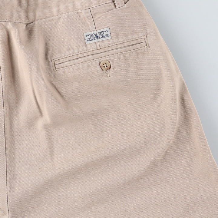 Vintage 90'S Ralph Lauren Polo Ralph Lauren two-pleat chino pants, made in the USA, men's size W32. cotton Beige type Vintage Second Hand