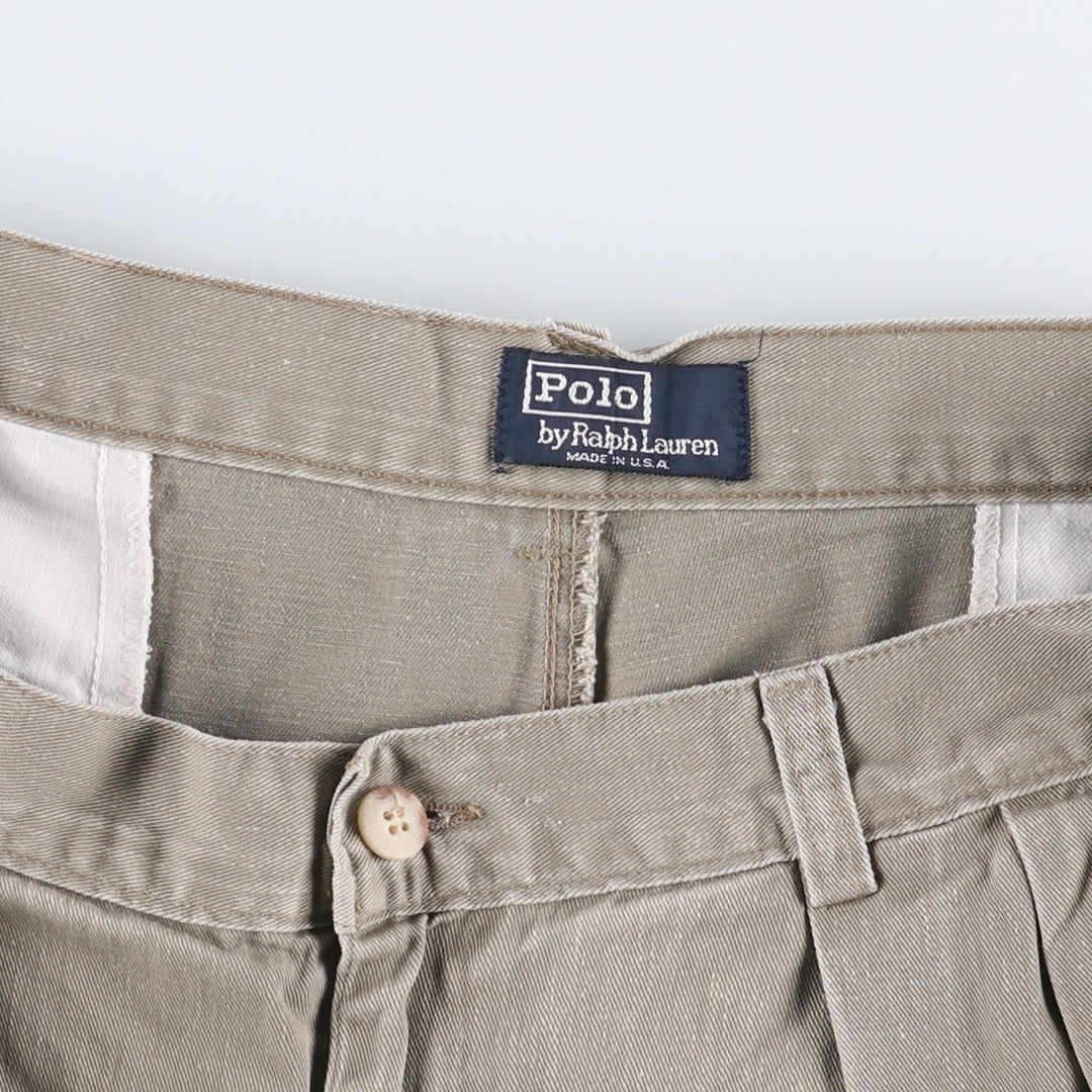 Vintage 90'S Ralph Lauren POLO by Ralph Lauren two-pleat chino pants, made in the USA, men's size W33. unclear Khaki type sage green Vintage Second Hand