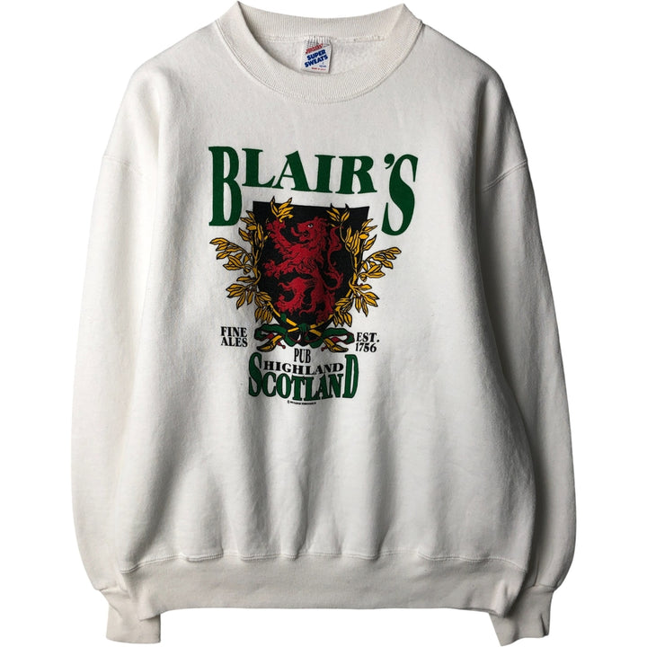 Vintage 80s-90'S Jerzees Super Sweats printed sweatshirt, made in the USA, size L, men's cotton white type Vintage Second Hand