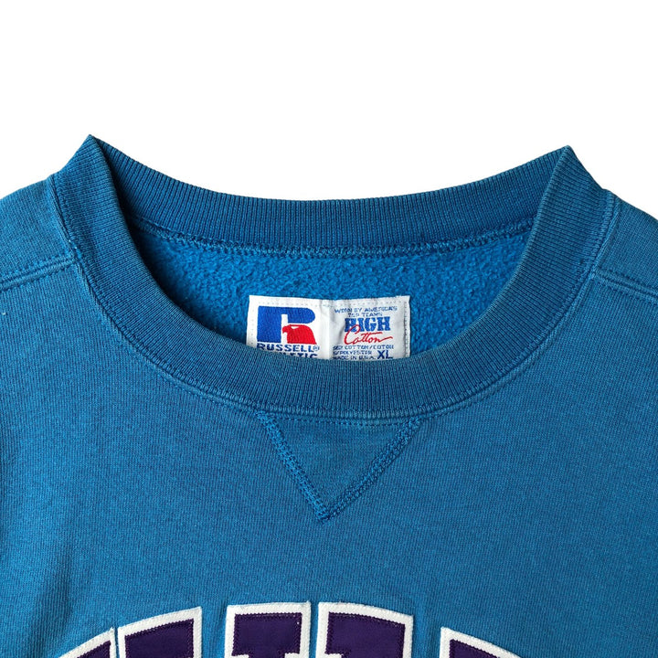 90'S Russell High Cotton College Sweatshirt, Made in USA, Men's Size XL, Vintage cotton Blue type light blue Vintage Second Hand