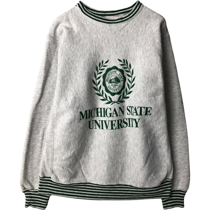 Vintage 1990'S Michigan State MVP college sweatshirt, made in the USA, size L, men's. cotton pale white type Vintage Second Hand