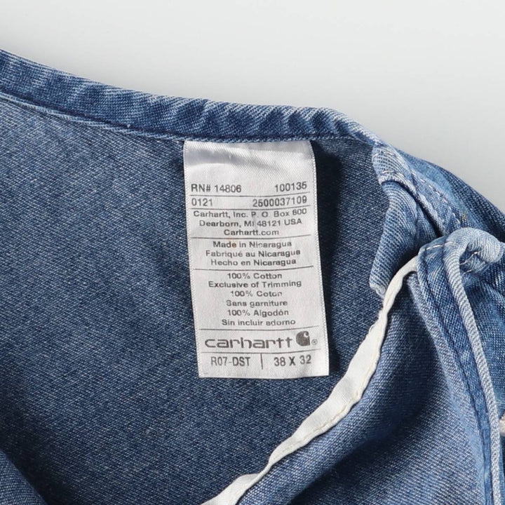Carhartt denim overalls for men, equivalent to W38 cotton blue type Vintage Second Hand