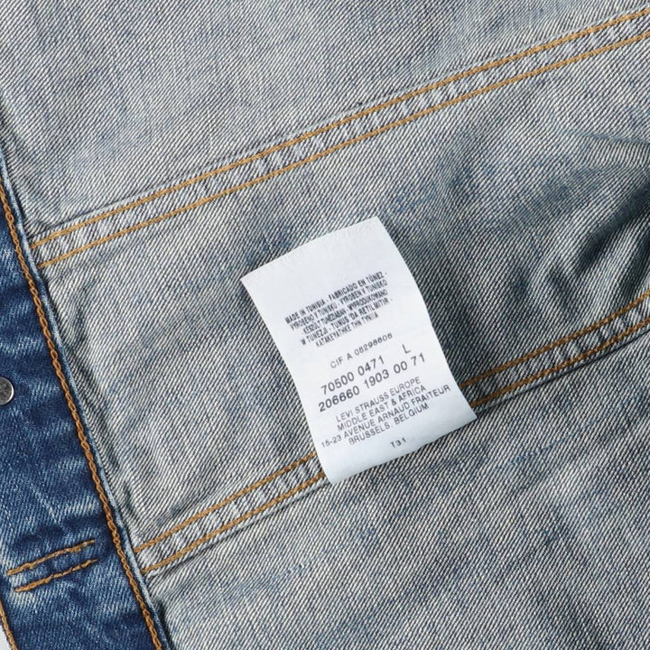 2000'S Levi's 70500-0471 Euro Model Denim Jacket, Men's Size L cotton blue type Vintage Second Hand