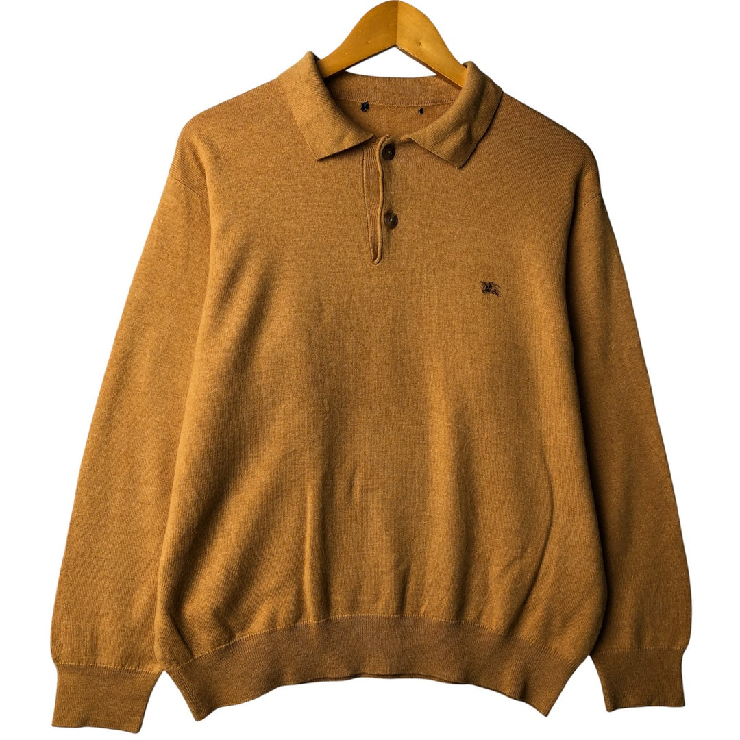 Burberry's polo knit sweater, made in Spain, men's size M Merino wool brown type Vintage Second Hand