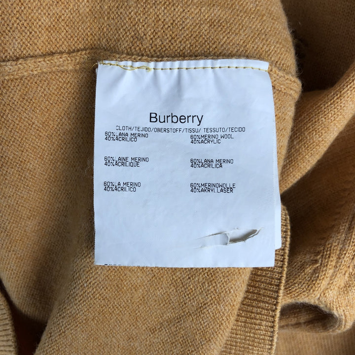 Burberry's polo knit sweater, made in Spain, men's size M Merino wool brown type Vintage Second Hand