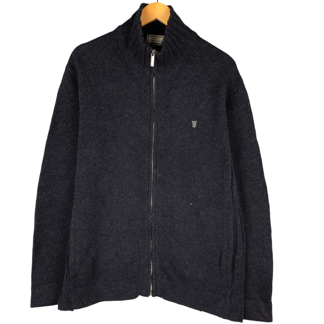 Burberry's Thomas Burberry Driver's Knit Sweater, Men's Size M wool navy blue type Vintage Second Hand